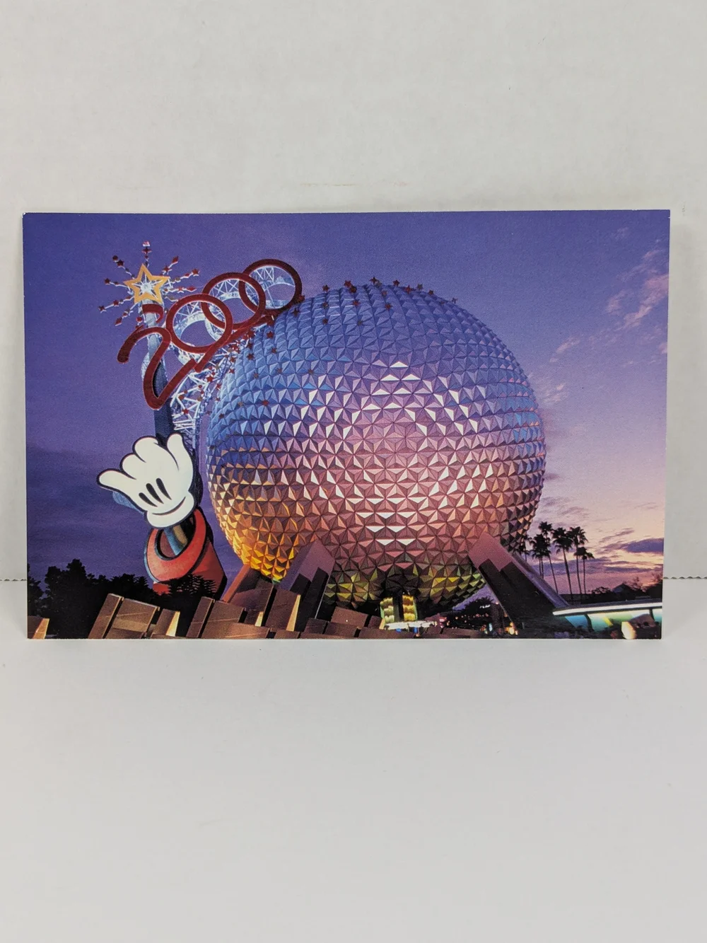Vintage Disney Postcard Epcot Millennium 2000 Mickey Mouse Spaceship Earth